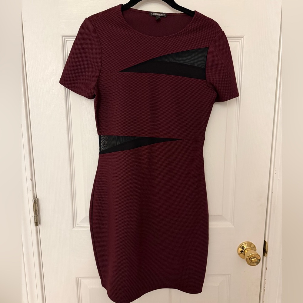 Express Burgundy Mini Dress with Black Details